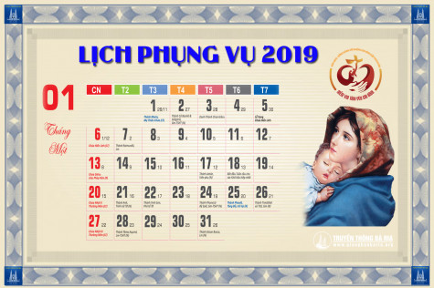 Lịch Phụng Vụ Tháng 01/2019