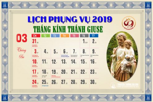 Lịch Phụng vụ Tháng 03/2019